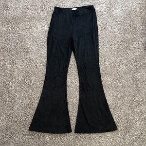 Black Satin Bell Bottom Stetchy Pants